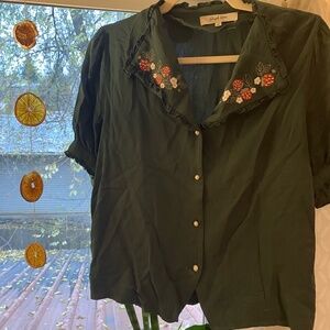 Simple Retro Strawberry Button Shirt